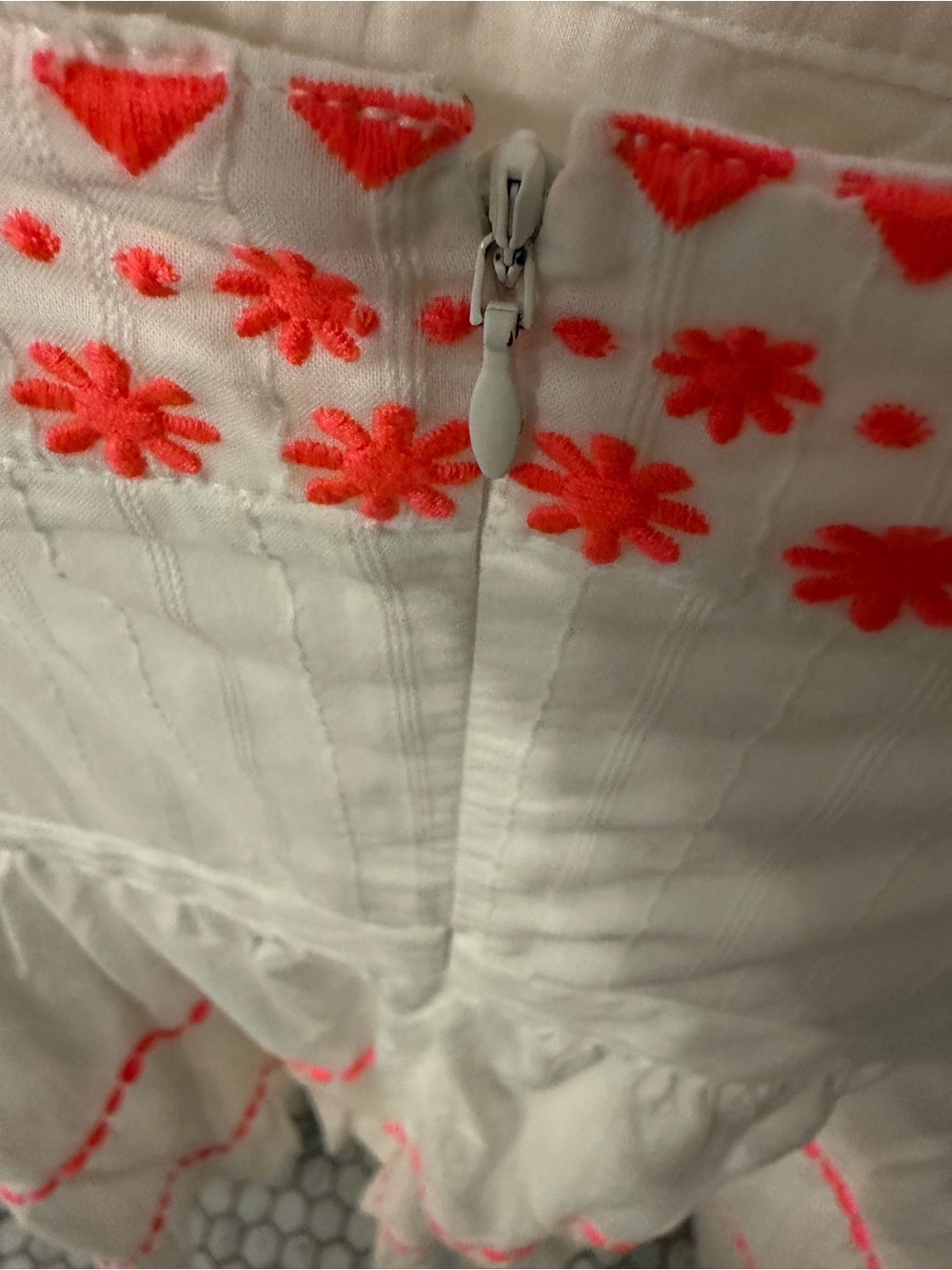 Boden White Sundress with Neon Coral Embroidery - Picture 4 of 6